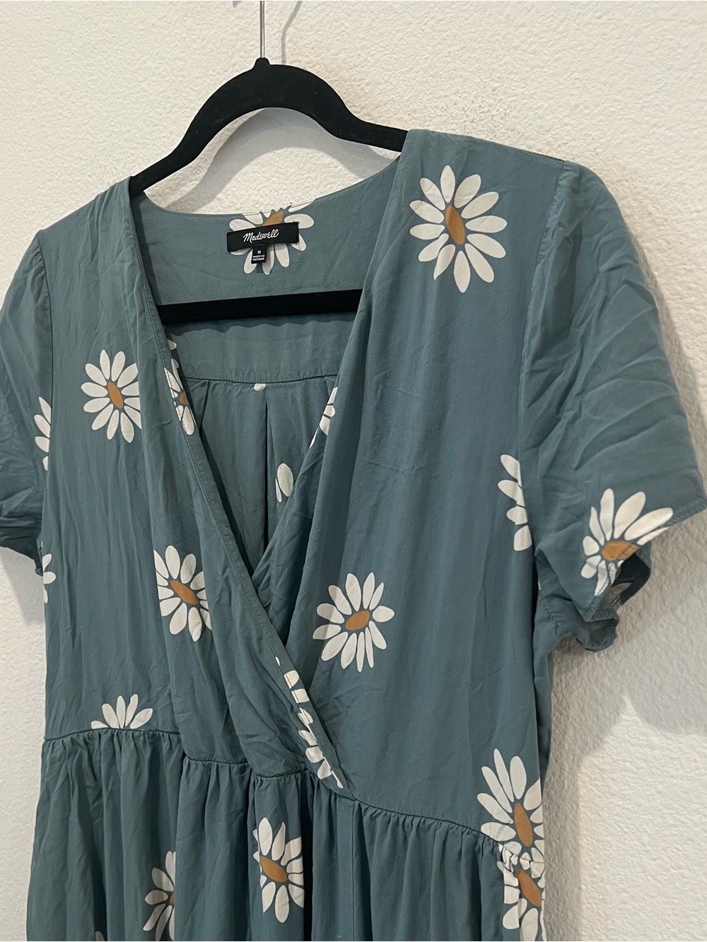 Madewell Teal Midi Dress with White Daisy Print medium casual school summer - Picture 3 of 10